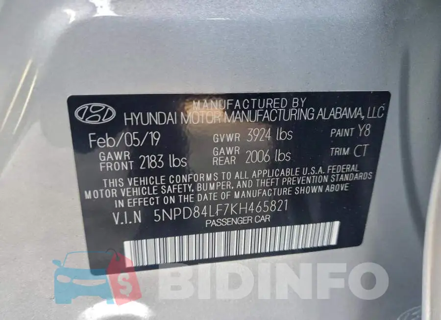 5NPD84LF7KH465821 Photo# 12