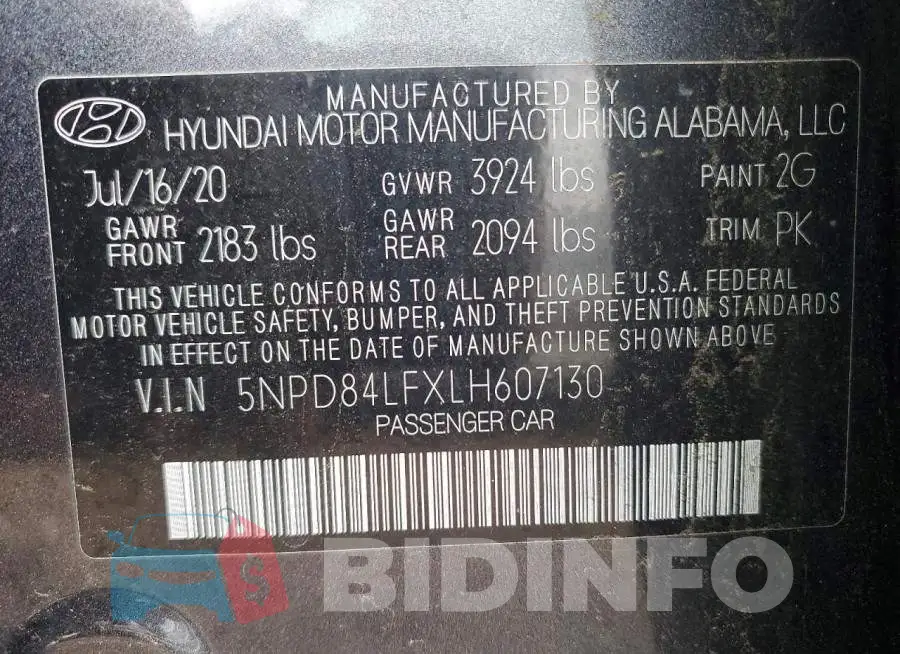 5NPD84LFXLH607130 Photo# 13