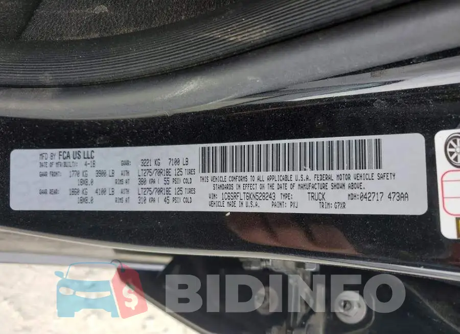 1C6SRFLT6KN528243 Photo# 12