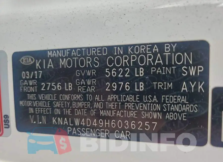 KNALW4D49H6036257 Photo# 12