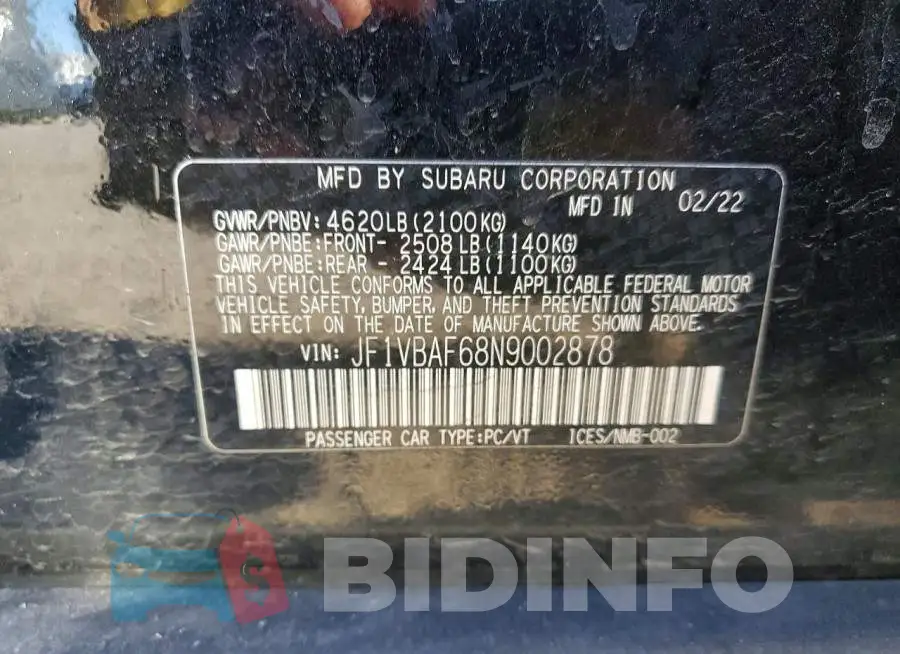 JF1VBAF68N9002878 Photo# 12