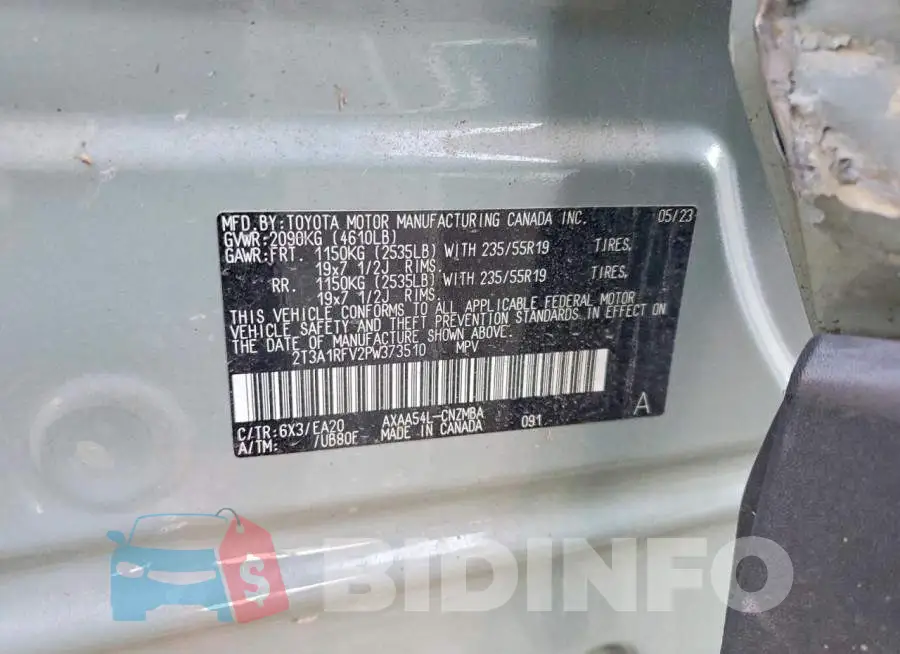 2T3A1RFV2PW373510 Photo# 14