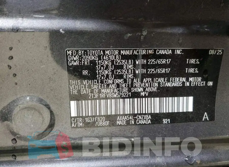 2T3F1RFV8SW579221 Photo# 13