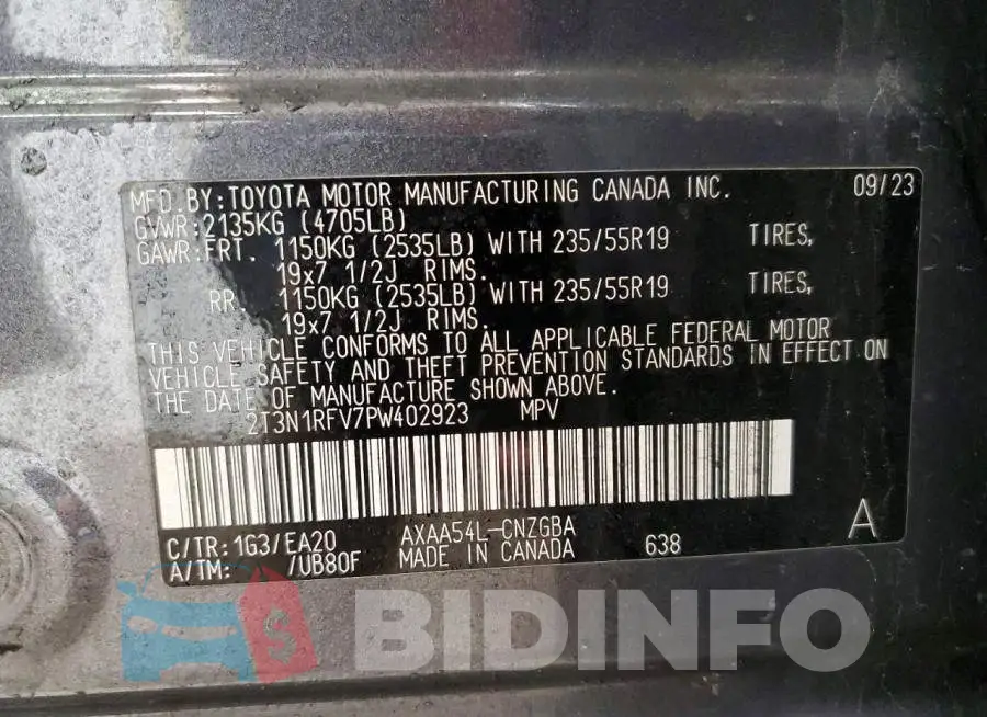 2T3N1RFV7PW402923 Photo# 13