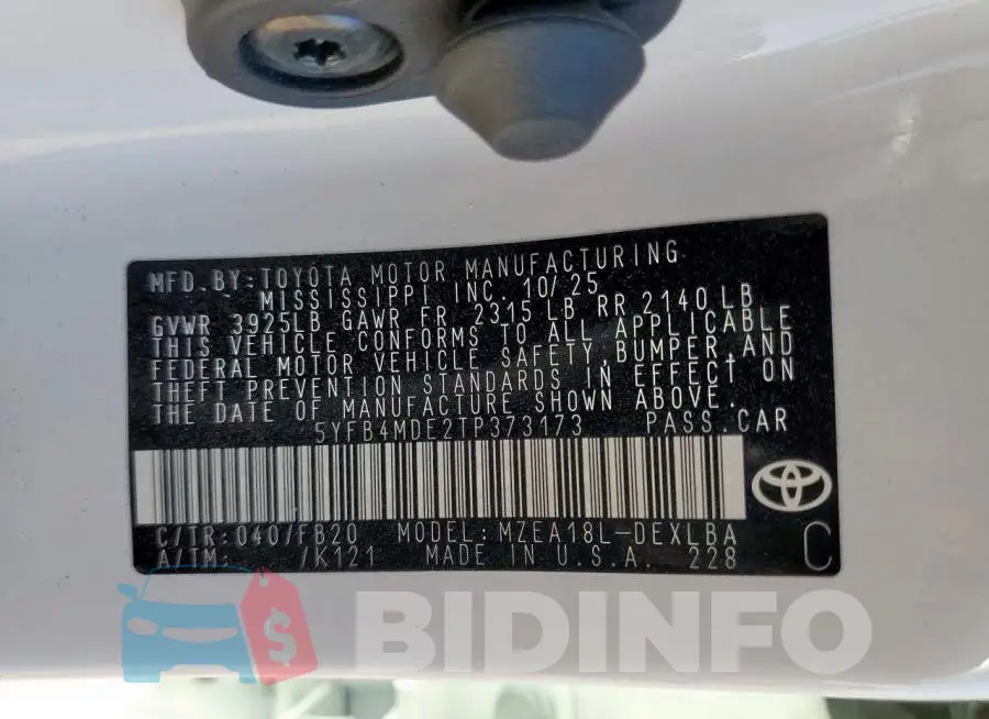 5YFB4MDE2TP373173 Photo# 13