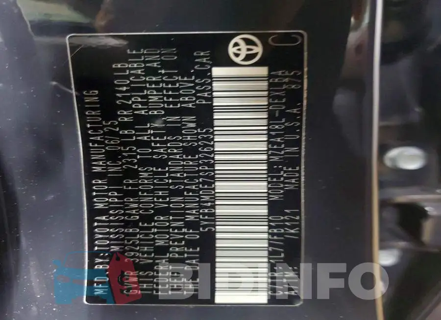 5YFB4MDE7SP326235 Photo# 12