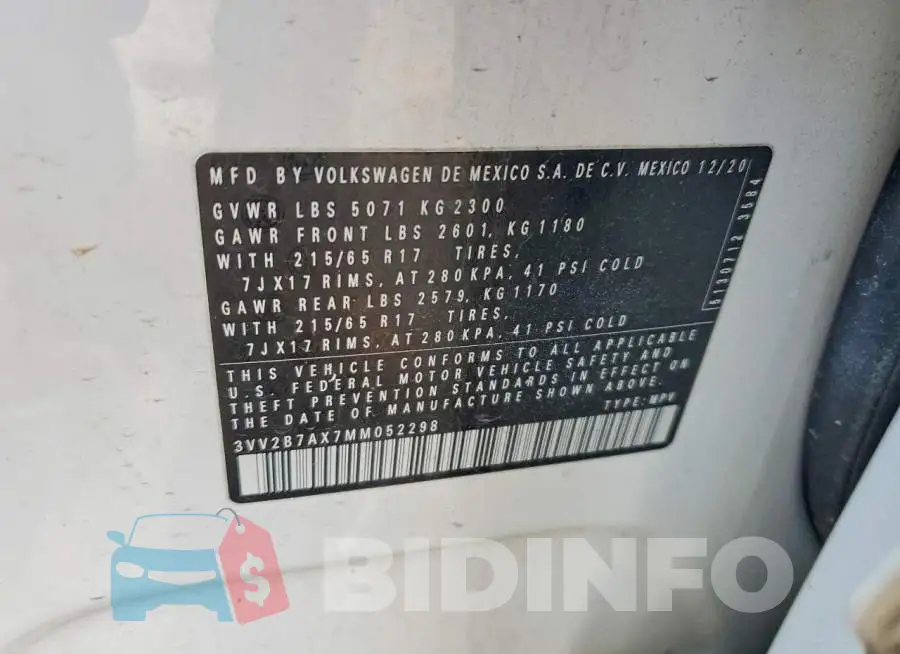 3VV2B7AX7MM052298 Photo# 13