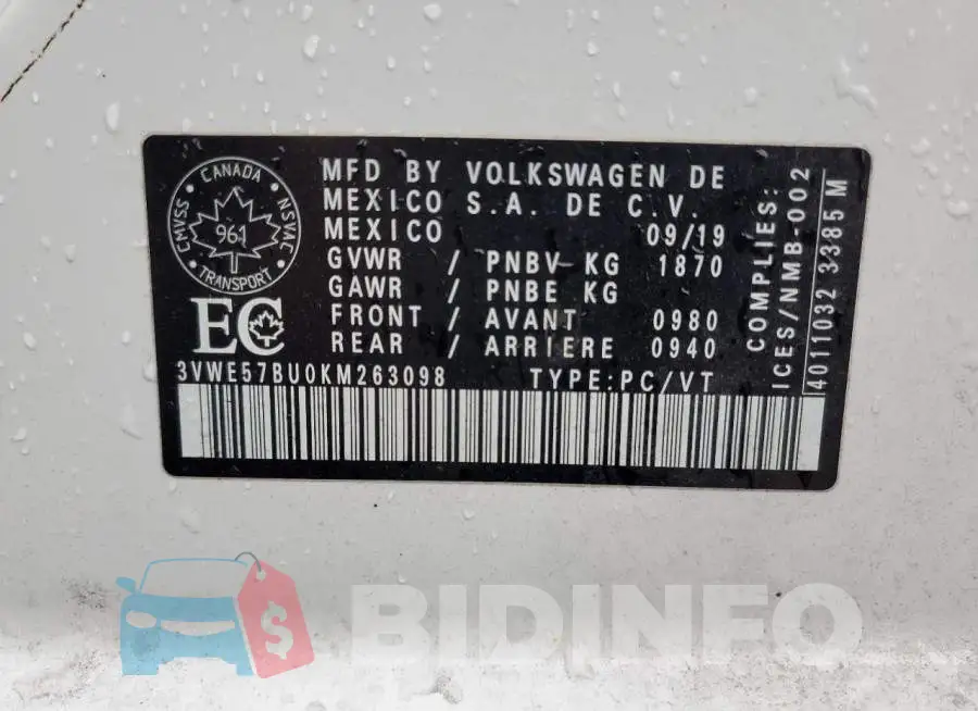 3VWE57BU0KM263098 Photo# 12