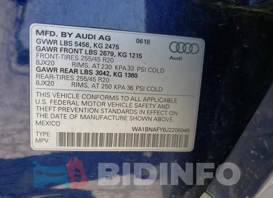 WA1BNAFY6J2208946 Photo# 13