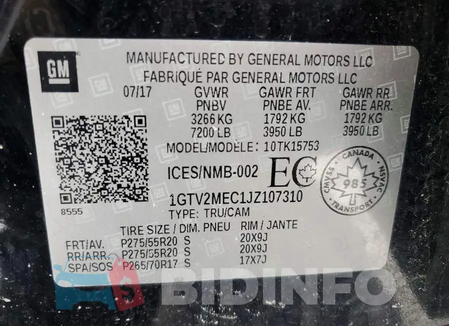 1GTV2MEC1JZ107310 Photo# 11