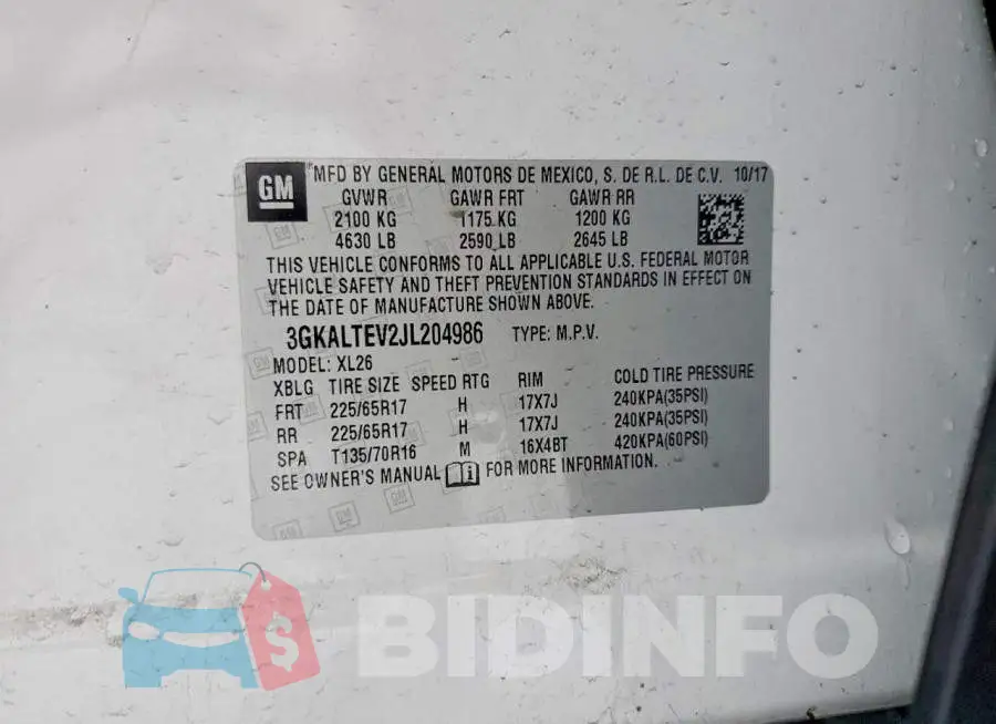 3GKALTEV2JL204986 Photo# 13