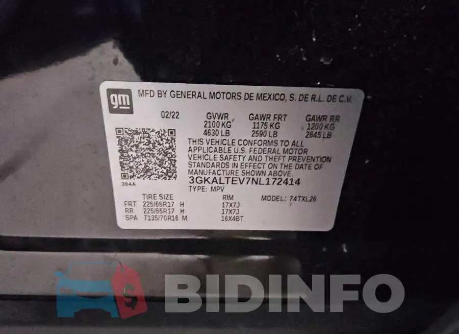 3GKALTEV7NL172414 Photo# 12