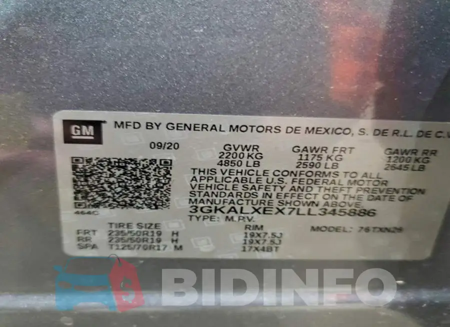 3GKALXEX7LL345886 Photo# 13