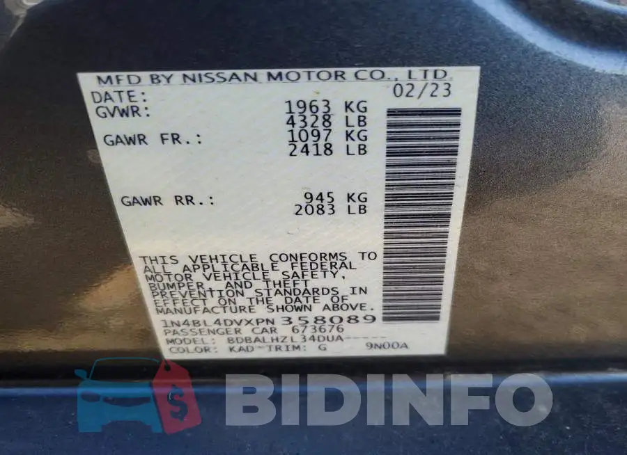1N4BL4DVXPN358089 Photo# 12