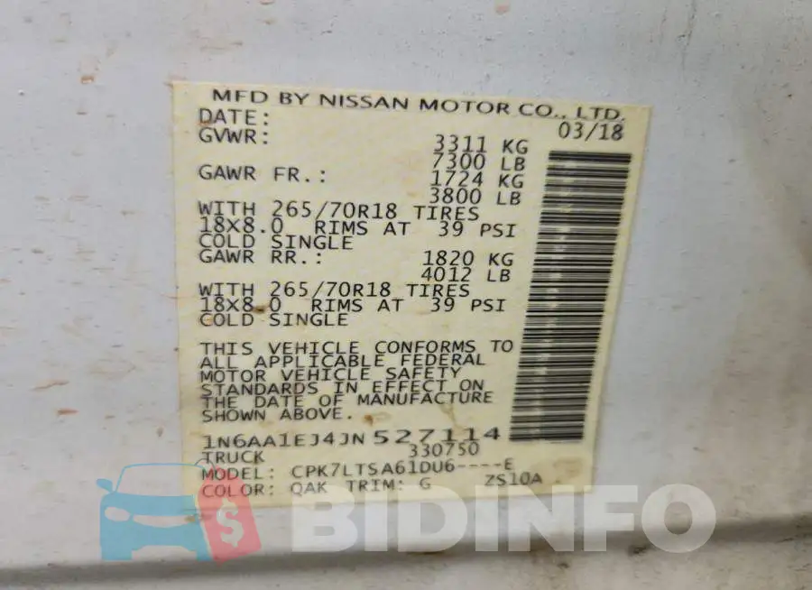1N6AA1EJ4JN527114 Photo# 13