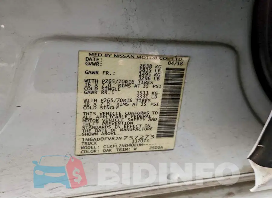 1N6AD0FV8JN757273 Photo# 12