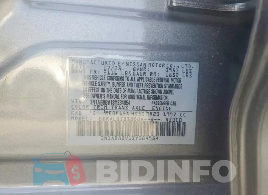 3N1AB8BV1SY384954 Photo# 13