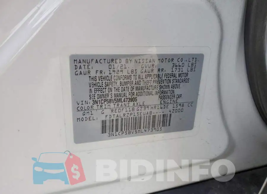 3N1CP5BV5ML473905 Photo# 13