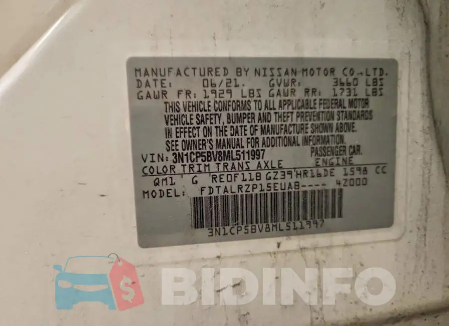 3N1CP5BV8ML511997 Photo# 12