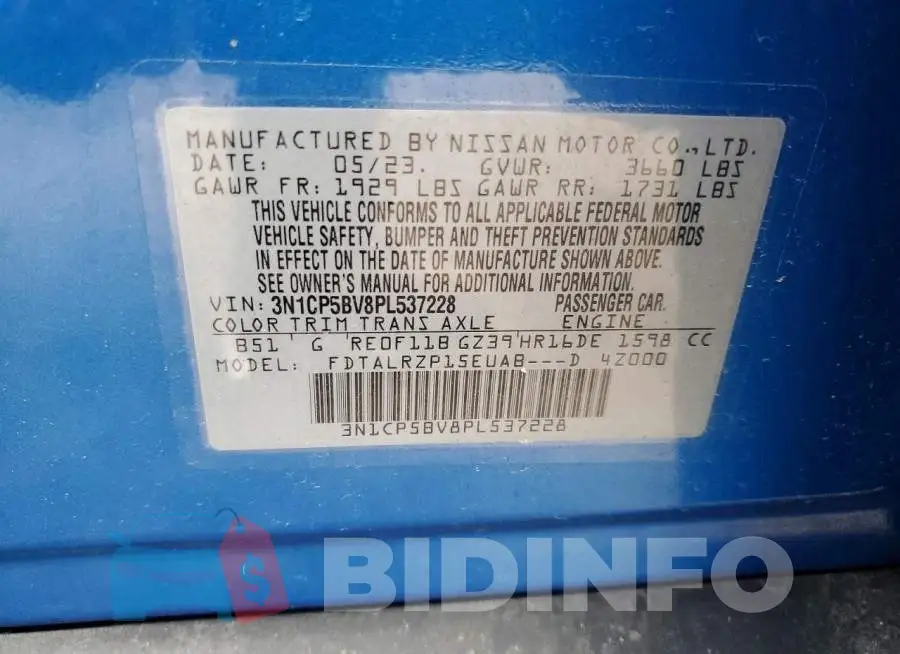 3N1CP5BV8PL537228 Photo# 13