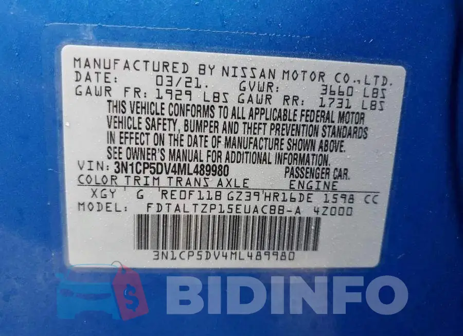 3N1CP5DV4ML489980 Photo# 12