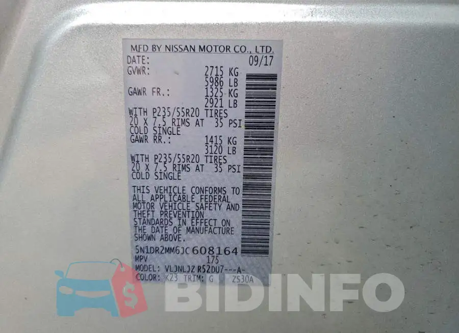 5N1DR2MM6JC608164 Photo# 13