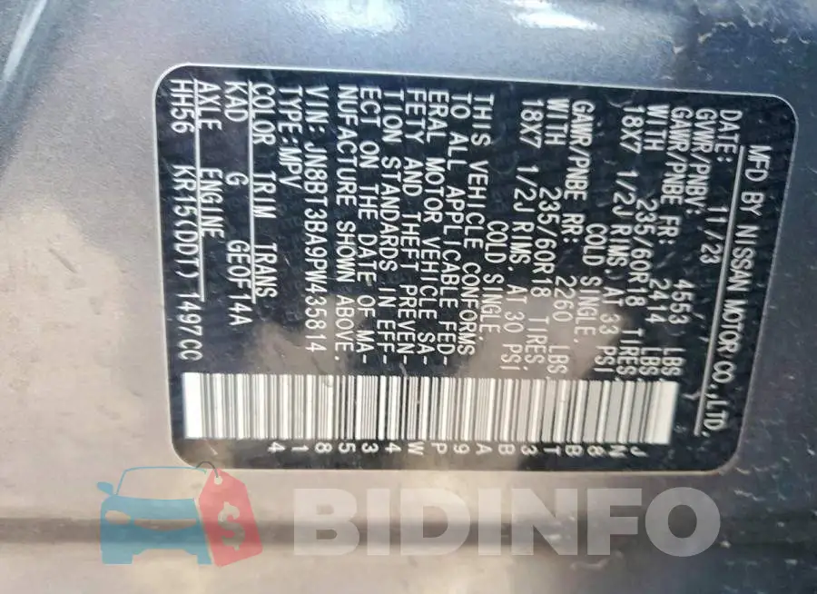 JN8BT3BA9PW435814 Photo# 14