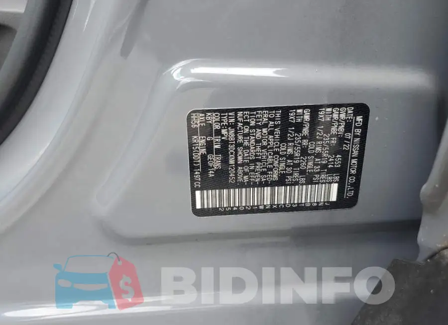 JN8BT3DCXNW120452 Photo# 12