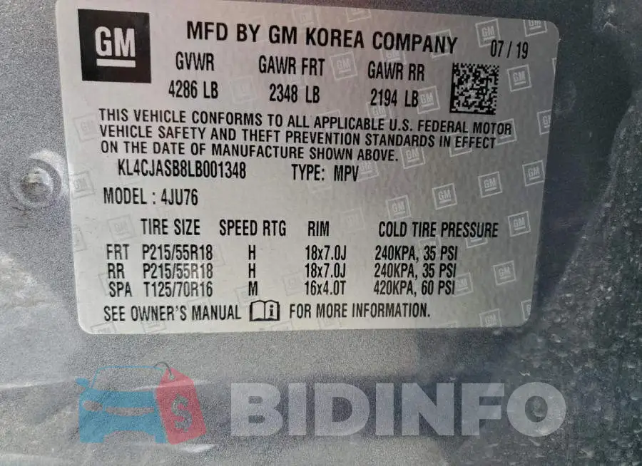 KL4CJASB8LB001348 Photo# 14