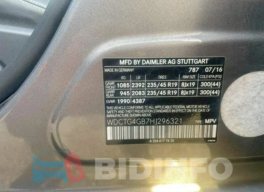 WDCTG4GB7HJ296321 Photo# 10