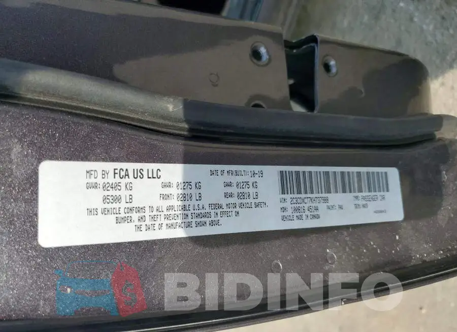 2C3CDXCT7KH737988 Photo# 13