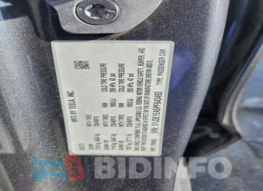 5YJ3E1EA5PF643493 Photo# 13