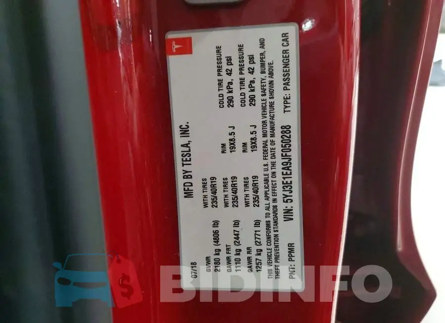 5YJ3E1EA9JF050288 Photo# 12