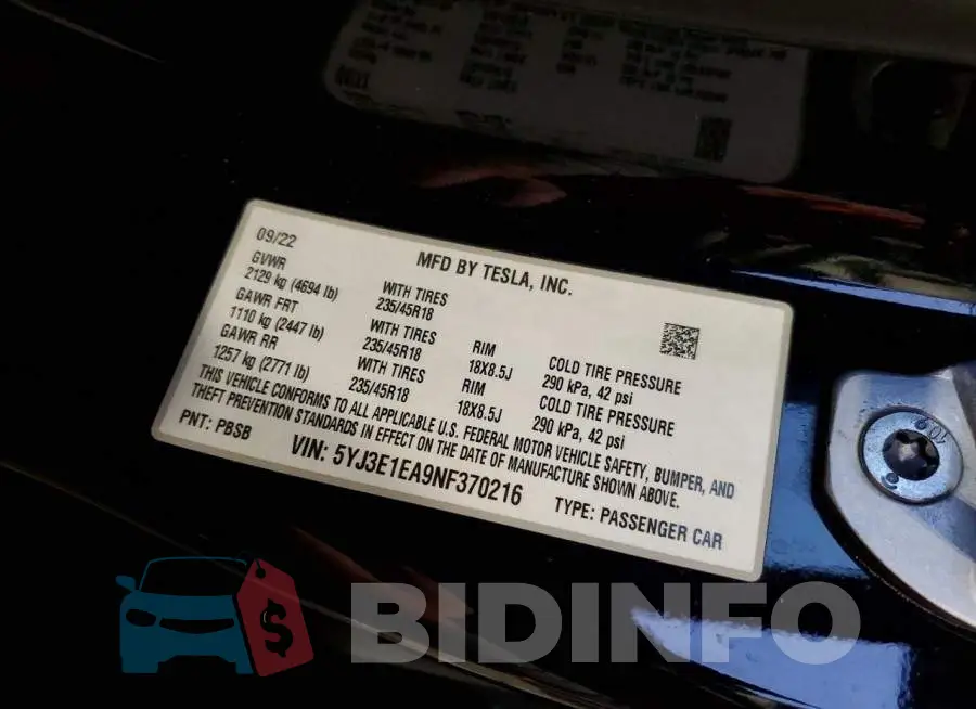 5YJ3E1EA9NF370216 Photo# 12