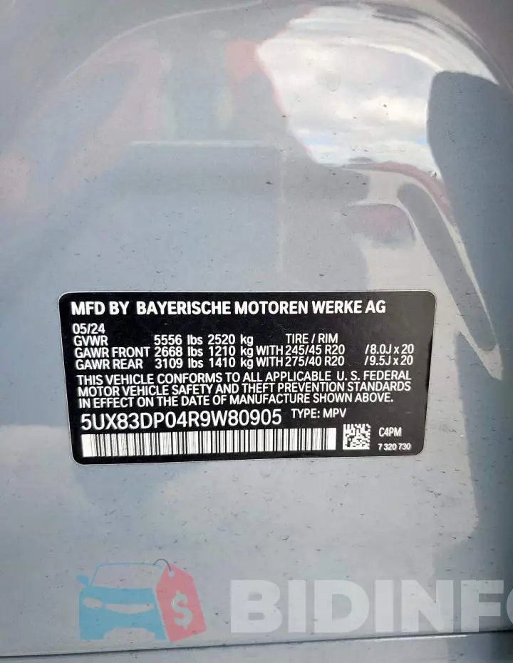 5UX83DP04R9W80905 Photo# 13
