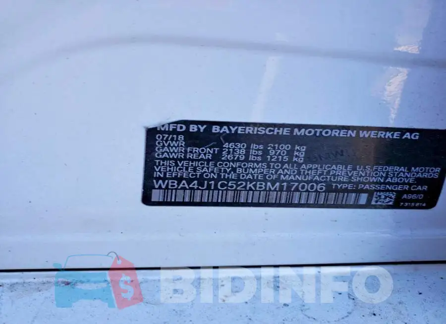 WBA4J1C52KBM17006 Photo# 12