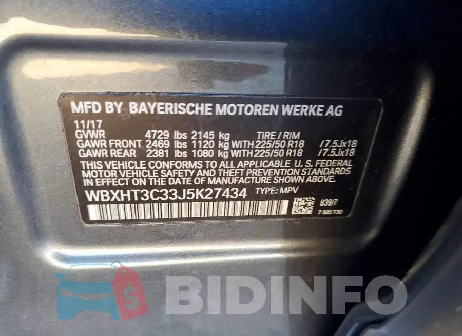WBXHT3C33J5K27434 Photo# 13