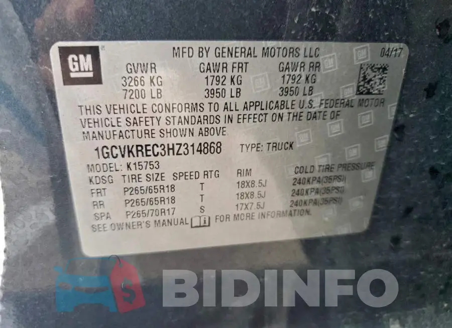 1GCVKREC3HZ314868 Photo# 12