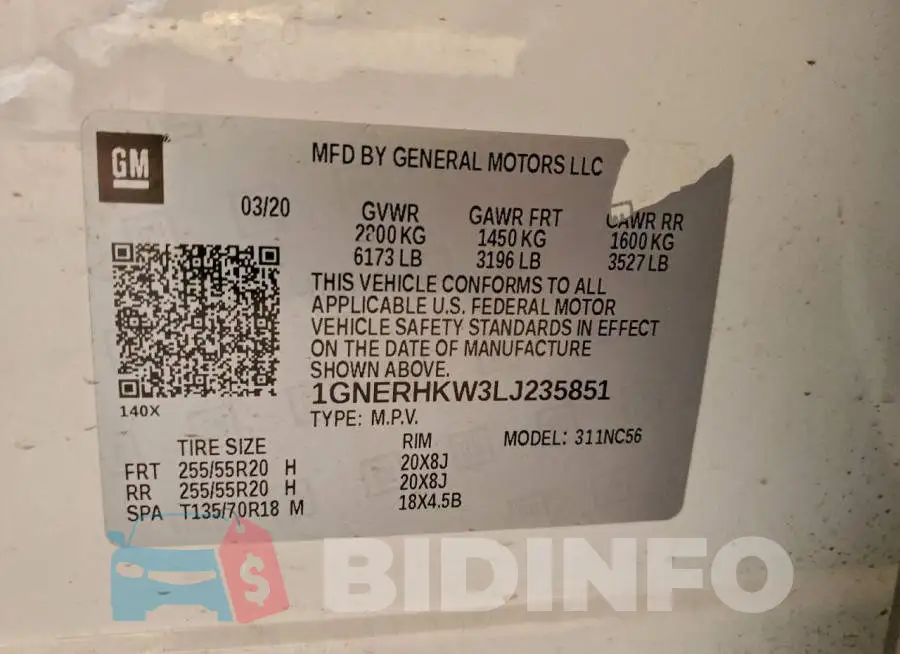 1GNERHKW3LJ235851 Photo# 13