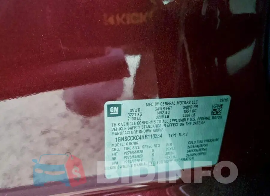 1GNSCCKC4HR110234 Photo# 14