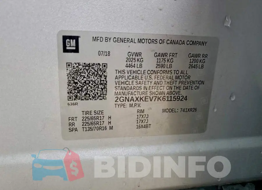 2GNAXKEV7K6115924 Photo# 13