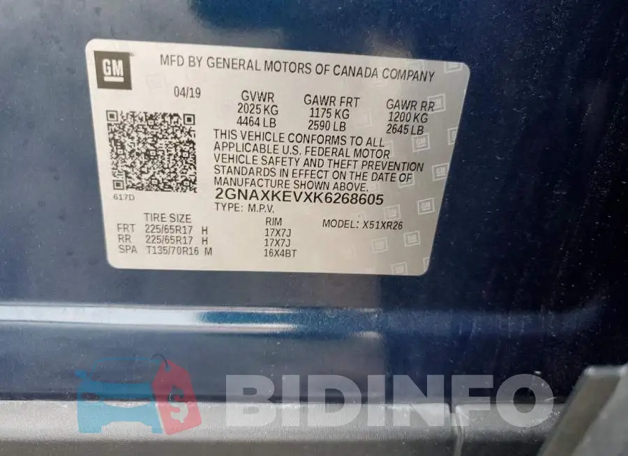 2GNAXKEVXK6268605 Photo# 13