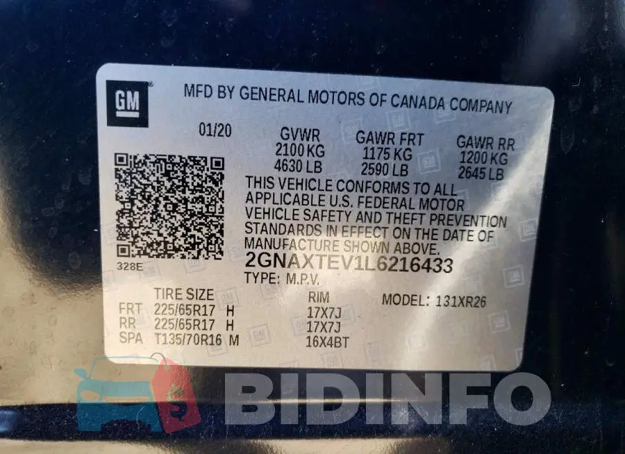 2GNAXTEV1L6216433 Photo# 13