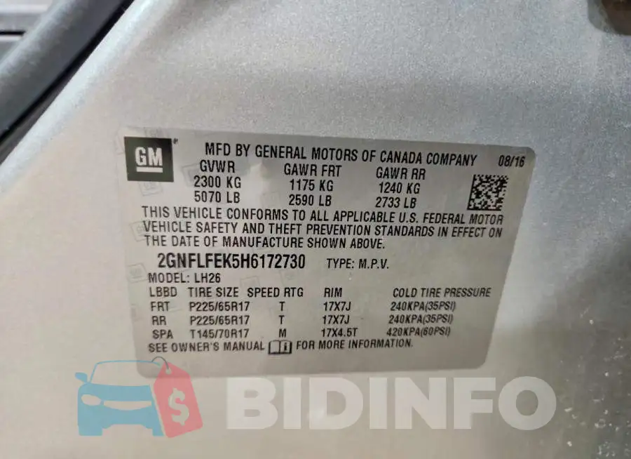 2GNFLFEK5H6172730 Photo# 13