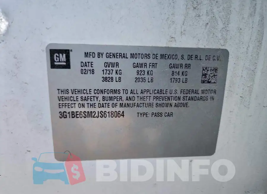 3G1BE6SM2JS618064 Photo# 13