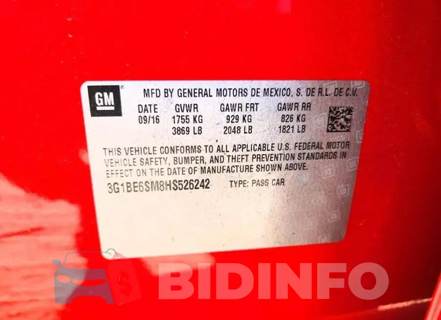 3G1BE6SM8HS526242 Photo# 12