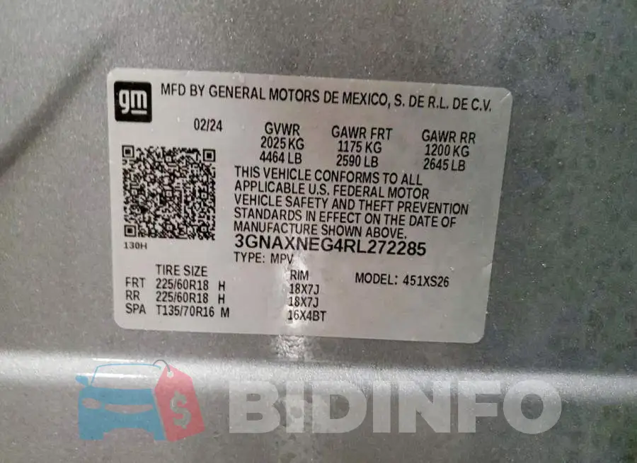 3GNAXNEG4RL272285 Photo# 13