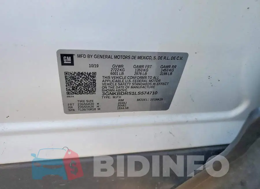 3GNKBDRS1LS574710 Photo# 14