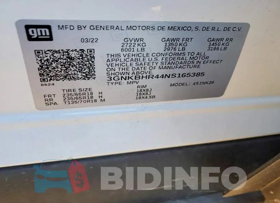 3GNKBHR44NS165385 Photo# 13