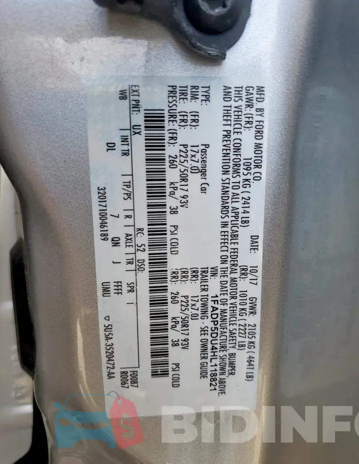 1FADP5DU4HL118821 Photo# 12